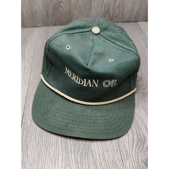 Vintage Meridian Oil Green Golf Hat Rope Strapback Adjustable Midland Texas USA - Picture 8 of 8